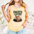 Unearth A Story Fox Reads a Book Comfort Colors Tank Top Grey Unearth A Story Fox Reads a Book Comfort Colors Tank Top Grey