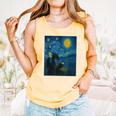 Van Gogh Starry Night Fantasy Reader Dragon Reading Book Comfort Colors Tank Top Grey