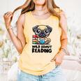 Wild About Reading Book Lover Pug Dog Comfort Colors Tank Top Grey Wild About Reading Book Lover Pug Dog Comfort Colors Tank Top Grey