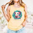 Women's Readsolotl Kawaii Axolotl Reading Book Lover Comfort Colors Tank Top Grey
