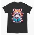 Adorable Book Lover Maine Coon Cat With Reading Glasses Cute Unisex T-Shirt