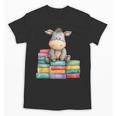 Adorable Donkey With Heart Sitting On Colorful Book Stack Unisex T-Shirt