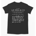 Aziraphale's Bookshop AZ Fell And Co Literary Antiquarian Unisex T-Shirt Aziraphale's Bookshop AZ Fell And Co Literary Antiquarian Unisex T-Shirt
