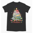 All Booked For Christmas Book Lovers Xmas Tree Lights Unisex T-Shirt