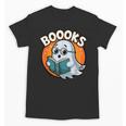 BOOOKS Cute Ghost Reading Books Halloween Unisex T-Shirt BOOOKS Cute Ghost Reading Books Halloween Unisex T-Shirt