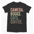 Camera Books Cats And Coffee Lover Photography Men Women Unisex T-Shirt