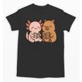 Capybara Axolotl Kawaii Kids Anime Book Lover Reading Unisex T-Shirt