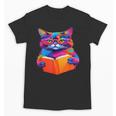 Cat Book Shirt Colorful Cat Reading Book Unisex T-Shirt