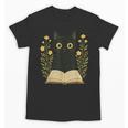 Cat Reading Book Flowers Unisex T-Shirt