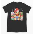 Christmas Gingerbread Man Reading Book Snowflake Teacher Unisex T-Shirt