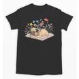Color Floral Cute Pug Dog On Book Reading Bookworm Reader Unisex T-Shirt Color Floral Cute Pug Dog On Book Reading Bookworm Reader Unisex T-Shirt