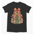 Coquette Christmas Book Tree Xmas Lights Librarian Teacher Unisex T-Shirt
