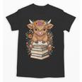 Cute Baby Highland Cow Reading Book Librarian Bookworm Unisex T-Shirt