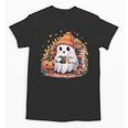 Cute Ghost Drinking Coffee Halloween Reading Book Retro Unisex T-Shirt Cute Ghost Drinking Coffee Halloween Reading Book Retro Unisex T-Shirt