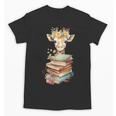 Cute Giraffe With Book Floral Bookworm Librarian Book Lover Unisex T-Shirt
