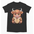 Cute Highland Cow Reading Book Unisex T-Shirt