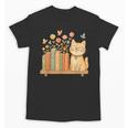 Cute Kawaii Cat Books Flowers Unisex T-Shirt