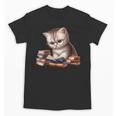 Cute Kitten Bookworm Adorable Cat With Glasses Reading Book Unisex T-Shirt