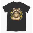 Cute Raccoon Reading Book Flowers Floral Unisex T-Shirt