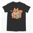 Cute Squirrel Reading A Book Lovers Anime Kawaii Women Kids Unisex T-Shirt