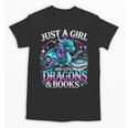 Dragon Reading Just A Girl Who Loves Dragons And Books Unisex T-Shirt Dragon Reading Just A Girl Who Loves Dragons And Books Unisex T-Shirt