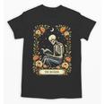 Floral Tarot Card The Reader Skeleton Reading Book Unisex T-Shirt