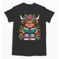 Highland Cow Book Floral Bookworm Unisex T-Shirt Highland Cow Book Floral Bookworm Unisex T-Shirt