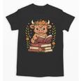 Highland Cow Reading Book Graphic Cow With Book Floral Unisex T-Shirt Highland Cow Reading Book Graphic Cow With Book Floral Unisex T-Shirt