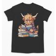 Highland Cow Reading Book Librarian Library Unisex T-Shirt Highland Cow Reading Book Librarian Library Unisex T-Shirt