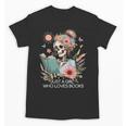 Just A Girl Who Loves Books Messy Bun Book Skeleton Bookworm Unisex T-Shirt