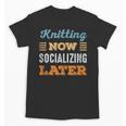 Knitting Now Minimal Socializing Introvert Vintage Unisex T-Shirt Knitting Now Minimal Socializing Introvert Vintage Unisex T-Shirt