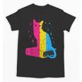 Pansexual Pride Celestial Cat Sitting Book LGBTQ Pan Colors Men Women Unisex T-Shirt