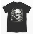 Rabbit Reading Book Full Moon Lake Scenery Unisex T-Shirt