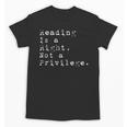 Reading Is a Right Not a Privilege Banned Books Unisex T-Shirt Reading Is a Right Not a Privilege Banned Books Unisex T-Shirt