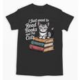 Retro I Just Want To Read Books And Pet Cats Cat For Men Women Kids Unisex T-Shirt