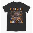 Spooky Halloween Bookshelf Bookcase Read More Books Unisex T-Shirt