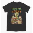 Unearth a Story Triceratops Dinosaur Reading Books Cute Dino Unisex T-Shirt