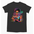 Woman Reading Book Lover Geometric Girl Afro History Unisex T-Shirt