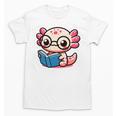 Adorable Book Lover Axolotl With Reading Glasses Cute Unisex T-Shirt