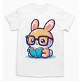 Adorable Book Lover Rabbit With Reading Glasses Cute Premium Unisex T-Shirt
