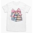 Book Lover Coquette Bow Pink Dainty Ribbon Cute Bookworm Unisex T-Shirt