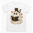 Books Ghost Reading Book Halloween Library Cat Fall Unisex T-Shirt Books Ghost Reading Book Halloween Library Cat Fall Unisex T-Shirt