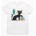 Cat Midcentury With Book And Coffee Atomic Age Mid Century Unisex T-Shirt