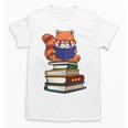 Cute Kawaii Kids Reading Books Glasses Red Panda Lover Unisex T-Shirt