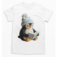 Cute Penguin Reading Book Faux-Crochet Print Unisex T-Shirt Cute Penguin Reading Book Faux-Crochet Print Unisex T-Shirt