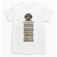 Cute Wiener Dog Dachshund Reading On Pile Of Books Unisex T-Shirt