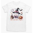 Ghost Reading Book Coquette Bow Halloween Girl Toddler Kid Premium Unisex T-Shirt