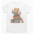 Kawaii Cat Coffee Books Teacher Men Women Girls Kids Unisex T-Shirt