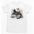 Retro Cute Cat Floral Book Librarian Vintage Floral Cat Book Unisex T-Shirt