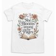 She Blooms Among The Pages Women Mom Wife Floral Book Lover Premium Tri-Blend Unisex T-Shirt